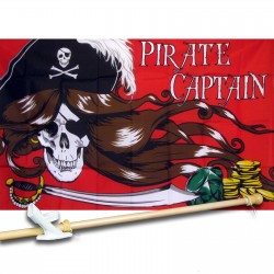 PIRATE CAPTAIN RED 3' x 5'  Flag, Pole And Mount.
