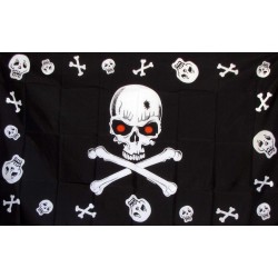 Skull & Crossbones Red Eyes 3'x 5' Flag