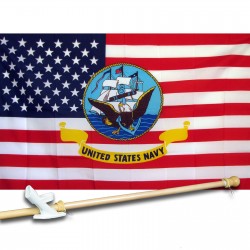 USA NAVY 3' x 5'  Flag, Pole And Mount.