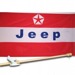 JEEP RED 3' x 5'  Flag, Pole And Mount.