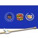 CADILLAC BLUE 6 CRESTS HISTORIC 3' x 5'  Flag, Pole And Mount.