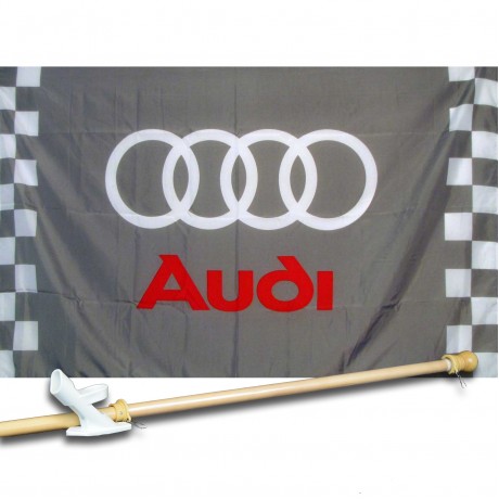 AUDI CHECKERED 3' x 5'  Flag, Pole And Mount.