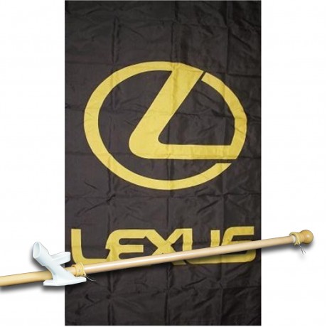 Lexus Black Vertical 3' x 5' Flag, Pole and Mount