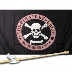 PIRATE REPUBLIC PINK CIRCLE 3' x 5'  Flag, Pole And Mount.