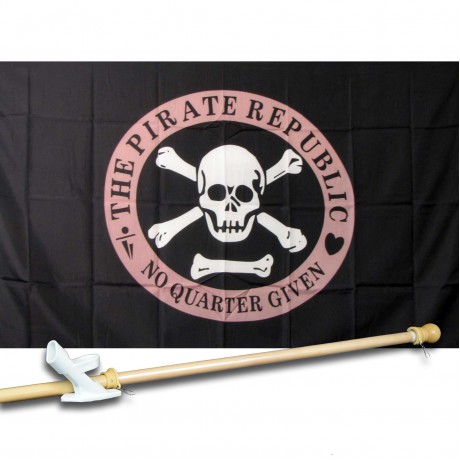 PIRATE REPUBLIC PINK CIRCLE 3' x 5'  Flag, Pole And Mount.
