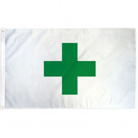 Green Cross White 3'x 5' Flag
