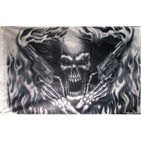 Skull Guns & Flames 3'x 5' Pirate Flag