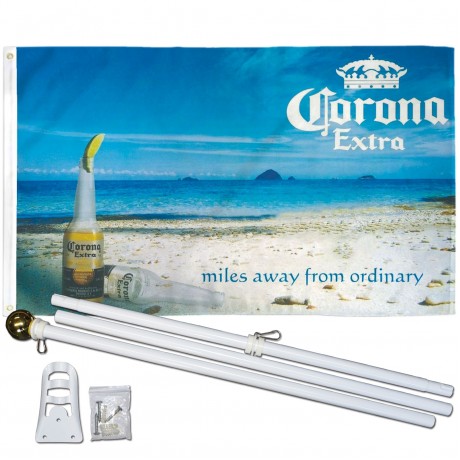 Corona Extra Beach 3' x 5' Polyester Flag, Pole and Mount