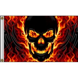 Flaming Skull 3'x 5' Flag