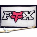 Fox Black,White & Pink 3'x 5' polyester Flag, pole and mount