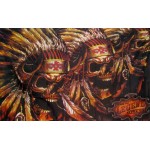 Skulls with Indian Head Dress 3'x 5' Flag