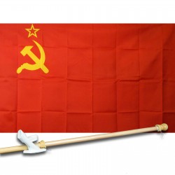 Russia USSR 3' x 5' Polyester Flag, Pole and Mount