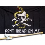 DONT TREAD ON ME SKULL 3' x 5'  Flag, Pole And Mount.