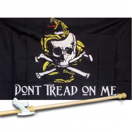 DONT TREAD ON ME SKULL 3' x 5'  Flag, Pole And Mount.