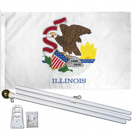 Illinois State 2' x 3' Polyester Flag, Pole and Mount