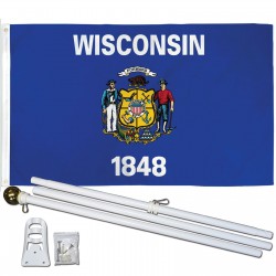 Wisconsin State 2' x 3' Polyester Flag, Pole and Mount