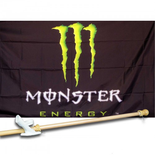 MONSTER ENERGY HORIZONTAL 3' x 5' Flag, Pole And Mount.