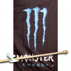 MONSTER 3' x 5'  Flag, Pole And Mount.