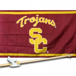 USC TROJANS 3' x 5'  Flag, Pole And Mount.
