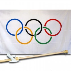 OLYMPICS 3' x 5'  Flag, Pole And Mount.