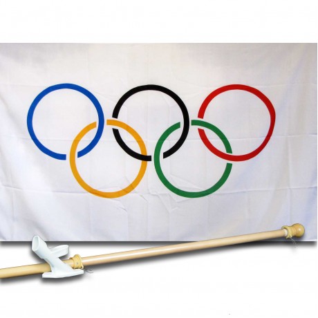 OLYMPICS 3' x 5'  Flag, Pole And Mount.