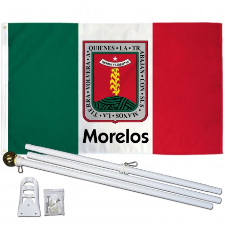 Morelos Mexico State 3' x 5' Polyester Flag, Pole and Mount