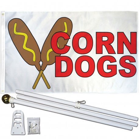 Corn Dogs 3' x 5' Polyester Flag, Pole and Mount