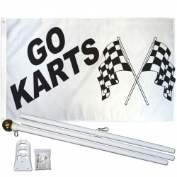Go Karts 3' x 5' Polyester Flag, Pole and Mount