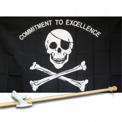 PIRATE COMMITMENT TO EXCELLENCE 3' x 5'  Flag, Pole And Mount.