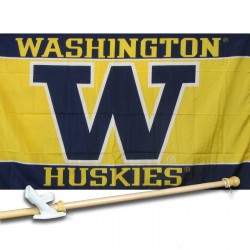 WASHINGTON HUSKIES 3' x 5'  Flag, Pole And Mount.