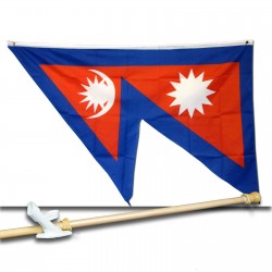 NEPAL INTERNATIONAL 3' x 5'  Flag, Pole And Mount.