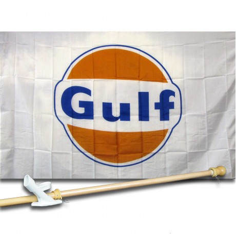 GUL F OIL GAS 3' x 5'  Flag, Pole And Mount.