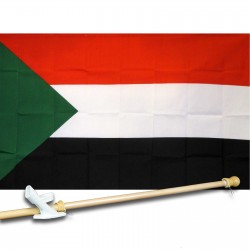 SUDAN COUNTRY 3' x 5'  Flag, Pole And Mount.