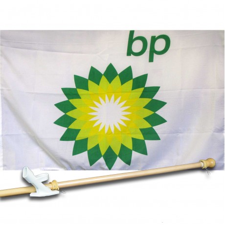 BP GAS OIL 2 1/2' X 3 1/2'   Flag, Pole And Mount.