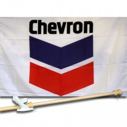 CHEVRON GAS OIL 2 1/2' X 3 1/2'   Flag, Pole And Mount.