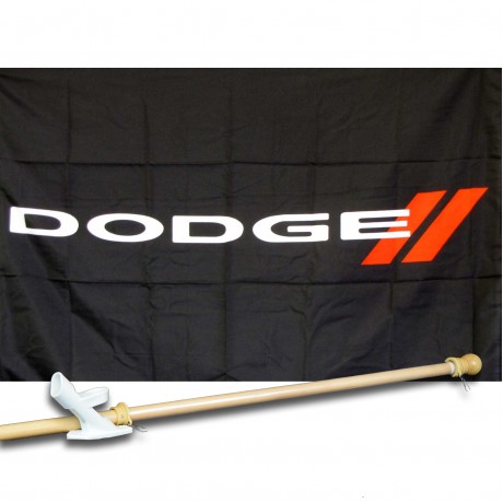 DODGE  2 1/2' X 3 1/2'   Flag, Pole And Mount.