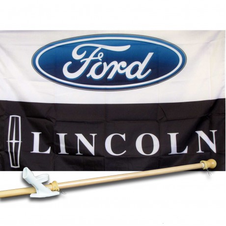 FORD LINCOLN  2 1/2' X 3 1/2'  Polyester Flag, Pole And Mount.