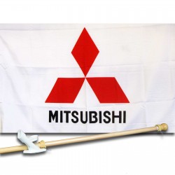 MITSUBISHI  2 1/2' X 3 1/2'   Flag, Pole And Mount.
