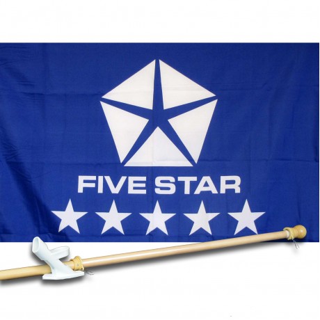 Five Star Blue 2.5' x 3.5' Flag, Pole and Mount