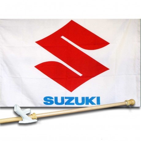 SUZUKI  2 1/2' X 3 1/2'   Flag, Pole And Mount.