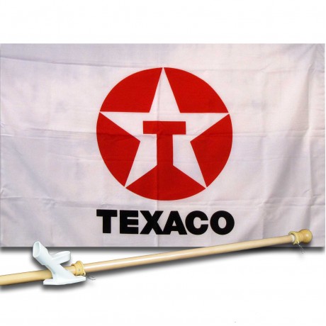 TEXACO GAS OIL 2 1/2' X 3 1/2'   Flag, Pole And Mount.
