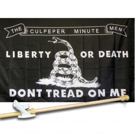 Don't Tread On Me Culpeper Black 3' x 5' Polyester Flag, Pole and Mount