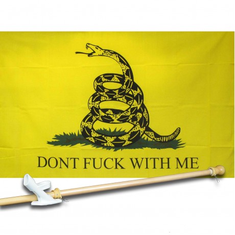 Don't Fuck With Me Yellow 3' x 5' Polyester Flag, Pole and Mount