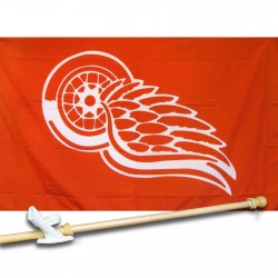 DETROIT RED WINGS 3' x 5'  Flag, Pole And Mount.