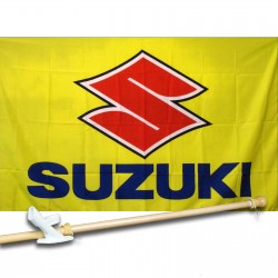 SUZUKI MOTOCROSS 3' x 5'  Flag, Pole And Mount.