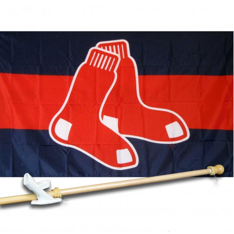 BOSTON RED SOX 3' x 5'  Flag, Pole And Mount.
