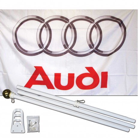 Audi White 3' x 5' Polyester Flag, Pole and Mount