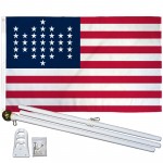 USA Historical 33 Star 3' x 5' Polyester Flag, Pole and Mount