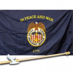 United States Merchant Marine 3' x 5' Nylon Flag, Pole and Mount