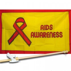AIDS AWARENESS 3' x 5'  Flag, Pole And Mount.